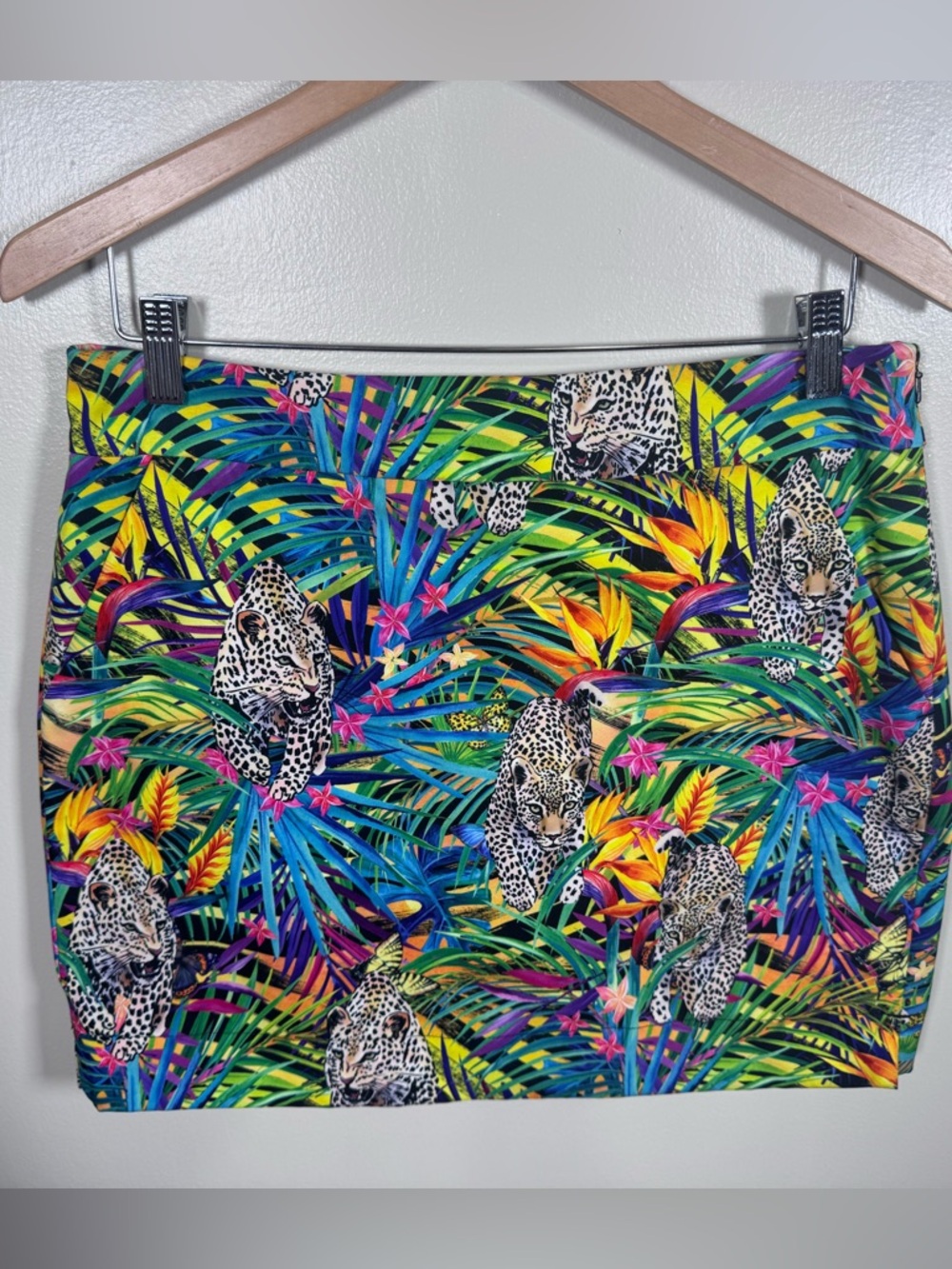 Loudmouth Golf Black Neon Jungle Cat Leopard Print Preppy Tech Skort Mini Skirt
